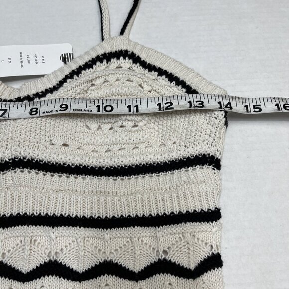 Olive + Oak Dress Womens L Ivory Crochet Knit Contrast Trim Maxi Boho Hippie - Picture 11 of 12